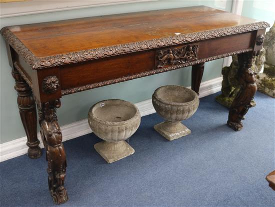 A Victorian oak hall table, W.165cm